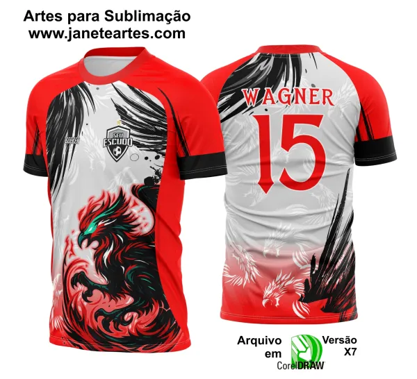 Arte Vetor Camisa Interclasse Bonita Fênix Vermelha Garras 2025