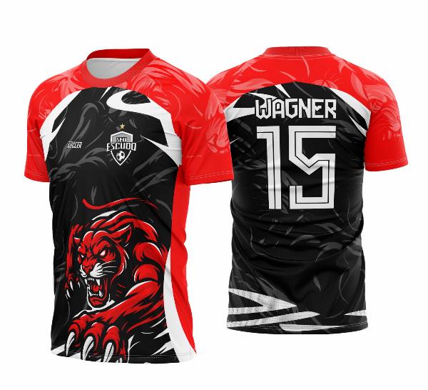 Arte Vetor Camisa Interclasse Bonita Pantera Vermelha Garras 2025