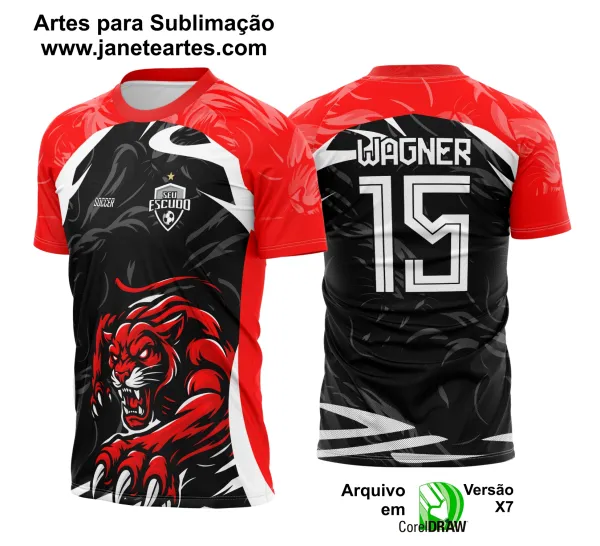 Arte Vetor Camisa Interclasse Bonita Pantera Vermelha Garras 2025