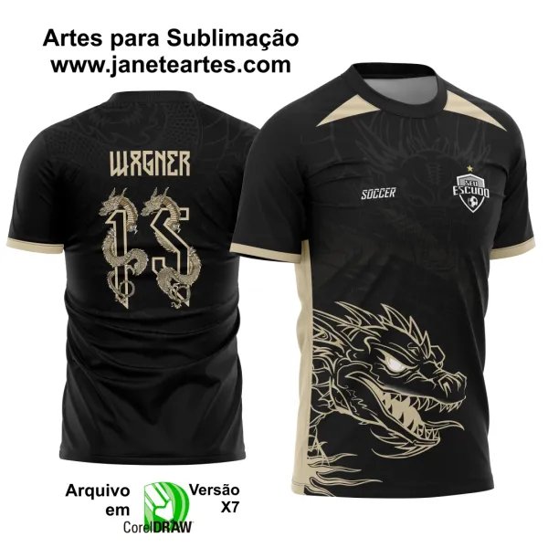 Arte Vetor Camisa Interclasse Dragão Negro Chines 2025