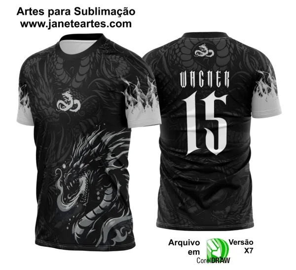 Arte Vetor Camisa Interclasse Dragão Negro Fogo 2025