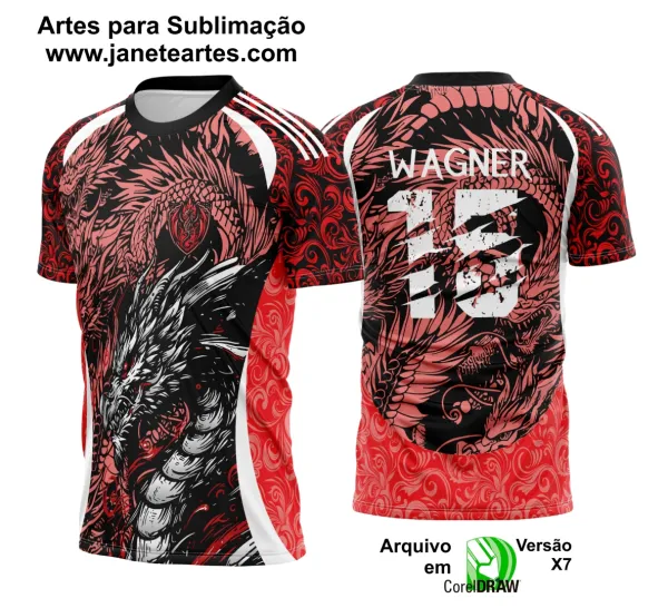 Arte Vetor Camisa Interclasse Dragão Negro com Laranja 2025