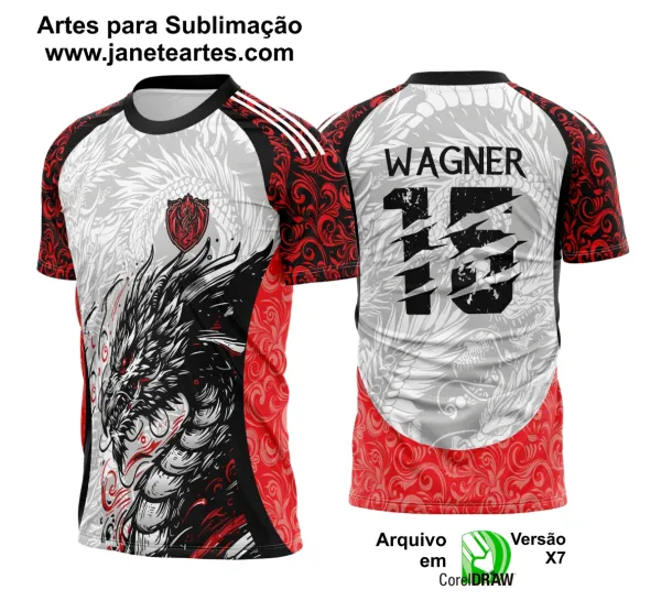 Arte Vetor Camisa Interclasse Dragão Negro com Laranja 2025