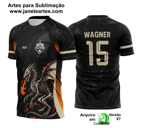 Arte Vetor Camisa Interclasse Dragão Ossos