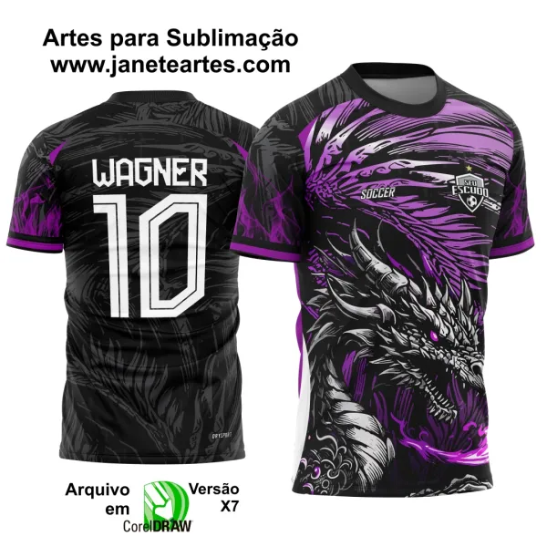 Arte Vetor Camisa Interclasse Dragão Roxo