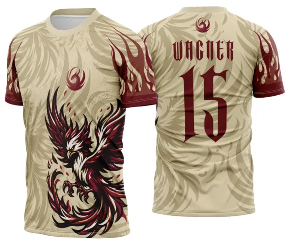 Arte Vetor Camisa Interclasse Fênix Bege Fogo 2025