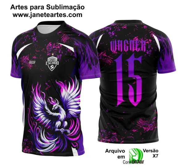 Arte Vetor Camisa Interclasse Fênix Roxa com asas Brancas 2025