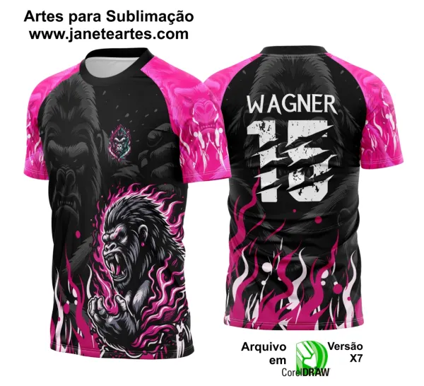 Arte Vetor Camisa Interclasse Gorila Rosa 2025