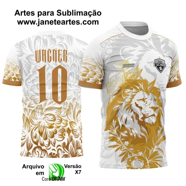 Arte Vetor Camisa Interclasse Leão Dourado com Branco 2025