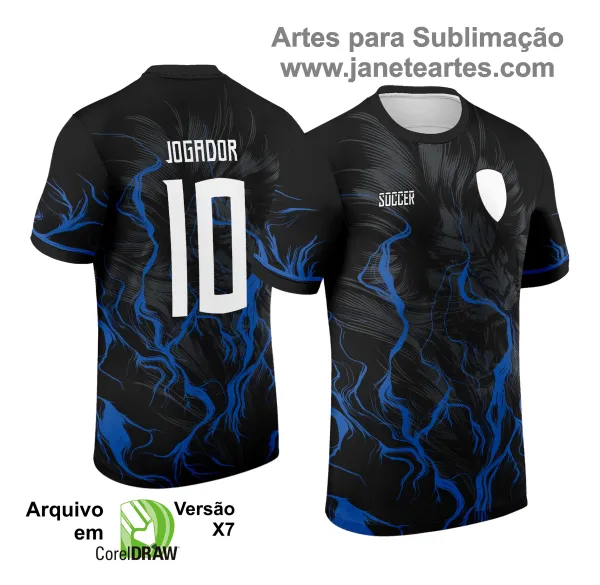 Arte Vetor Camisa Interclasse Leão e Fogo Azul - 0159