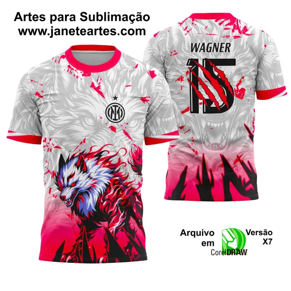Arte Vetor Camisa Interclasse Lobo Rosa Forte 2025 - 0240