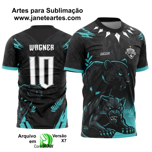 Arte Vetor Camisa Interclasse Pantera Nega Verde