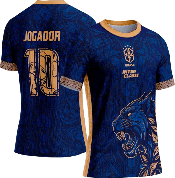 Arte Vetor Camisa Interclasse Pantera Negra Azul com Dourado 2025 - 0246