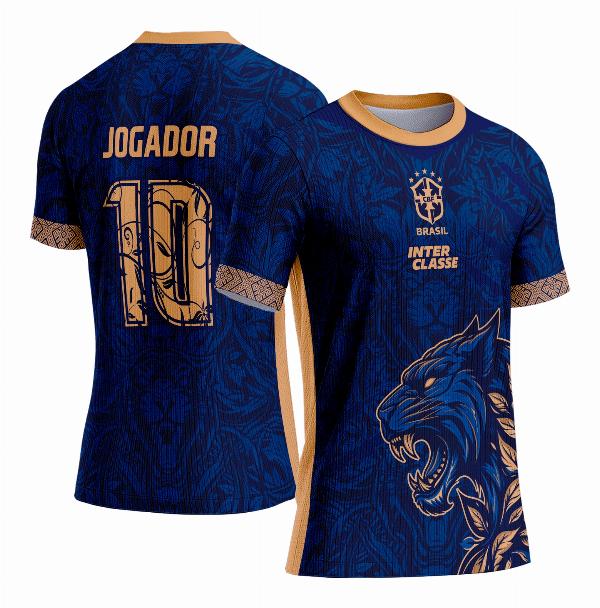 Arte Vetor Camisa Interclasse Pantera Negra Azul com Dourado 2025 - 0246