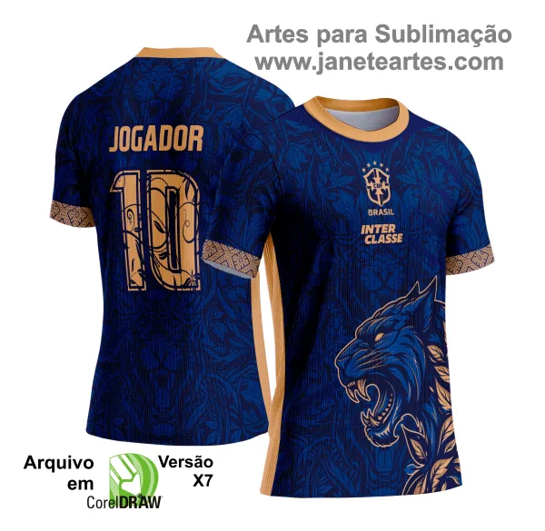 Arte Vetor Camisa Interclasse Pantera Negra Azul com Dourado 2025 - 0246