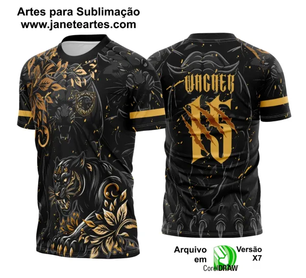 Arte Vetor Camisa Interclasse Pantera Negra Com Dourado 2025