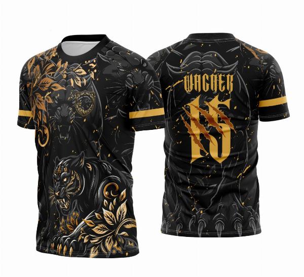 Arte Vetor Camisa Interclasse Pantera Negra Com Dourado 2025