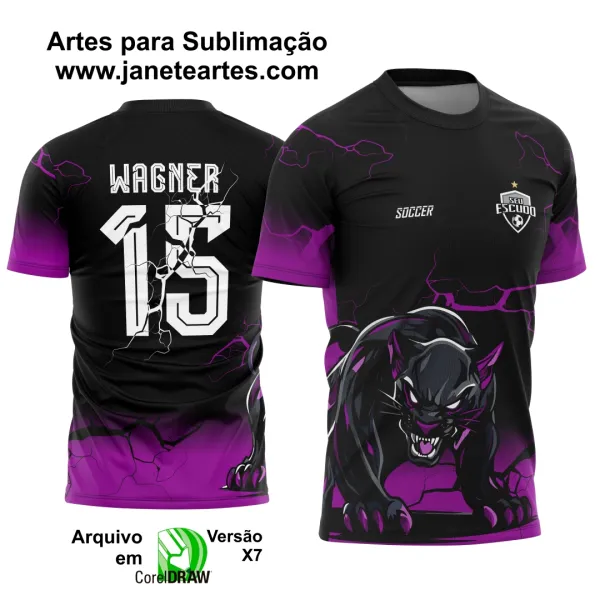 Arte Vetor Camisa Interclasse Pantera Negra Degrade Raios 2025