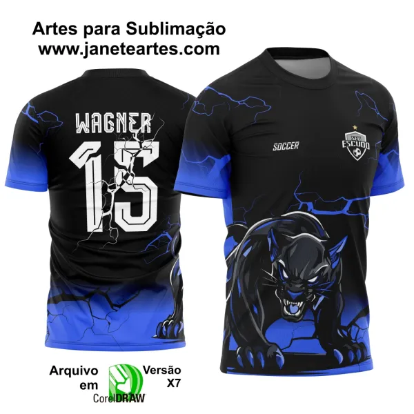 Arte Vetor Camisa Interclasse Pantera Negra Degrade Raios 2025