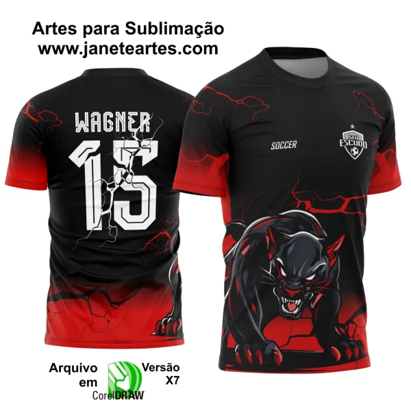 Arte Vetor Camisa Interclasse Pantera Negra Degrade Raios 2025