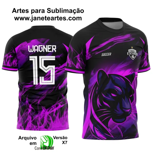 Arte Vetor Camisa Interclasse Pantera Negra com Violeta 2025