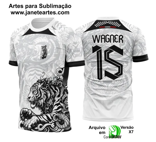 Arte Vetor Camisa Interclasse Tigre Preto com Branco 2025