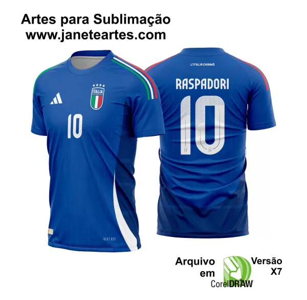 Arte Vetor Camisa Italia Titular 2024 - 2025 + Fonte TTF