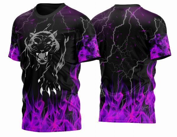 Arte Vetor Camisa Pantera Negra com Fogo
