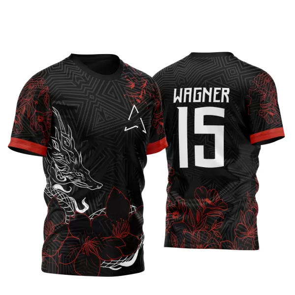 Arte Vetor Camisa Para InterClasse Dragão Poligonos e Flores 2023