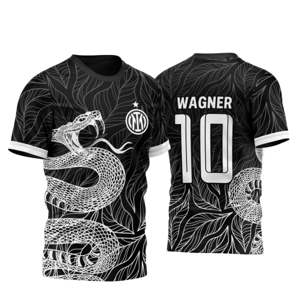 Arte Vetor Camisa Preta InterClasse Cobra Ataque Folhas 2023 Mod2