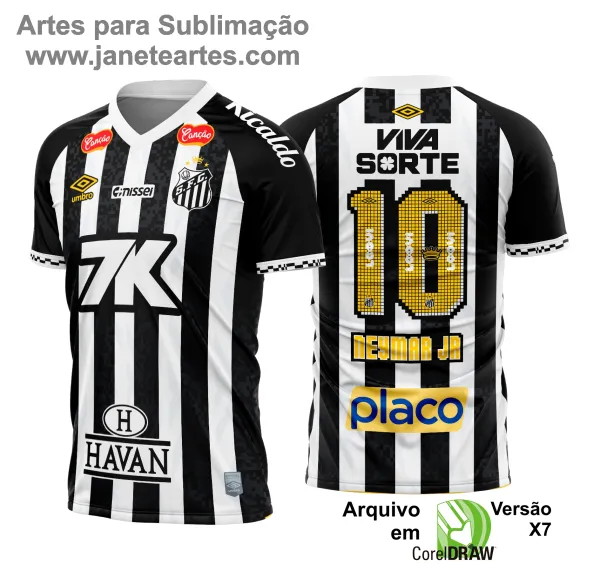 Arte Vetor Camisa Santos Reserva 2025 - 2026