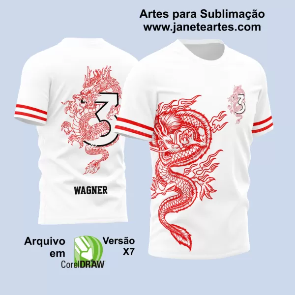 Arte Vetor Camisa Terceirão Dragão Dragões Vermelhos - Silk - Sublimação