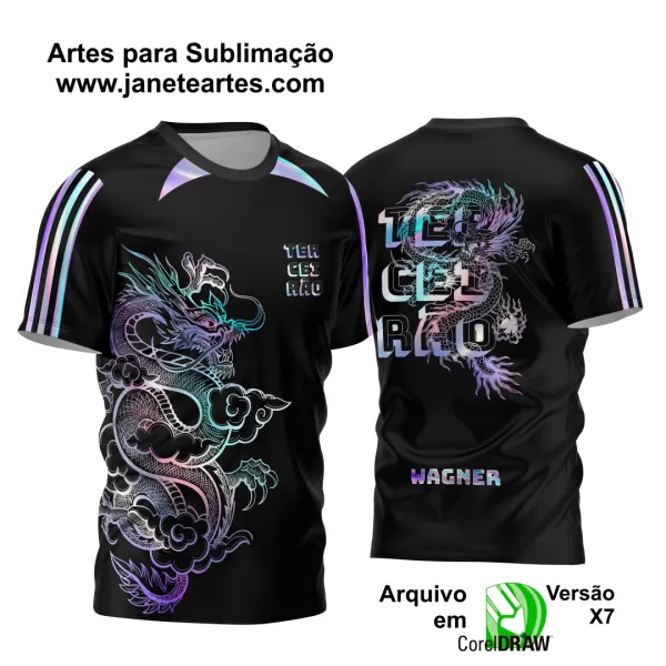 Arte Vetor Camisa Terceirão Dragão Holográfico