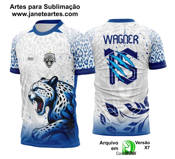 Arte Vetor - Camisa de Interclasse Bonita - Onça Branca com Azul 2025