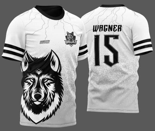  Arte Vetor Camisa para InterClasse Lobo Particulas Ataque 2023 Branca e Preta