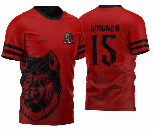  Arte Vetor Camisa para InterClasse Lobo Particulas Ataque 2023 Vermelha