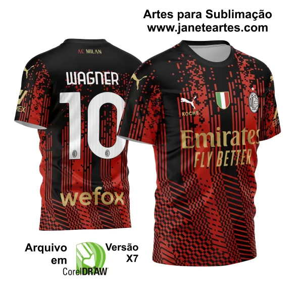 Arte Vetor Estampa Camisa AC Milan 2021 - 2022