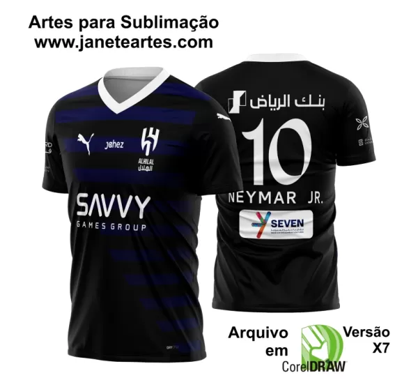 Arte Vetor Estampa Camisa Al-Hilal Terceira 2023-24 x7