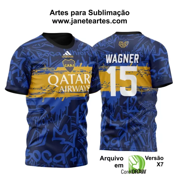 Arte Vetor Estampa Camisa Boca Juniors 2022 Graffit