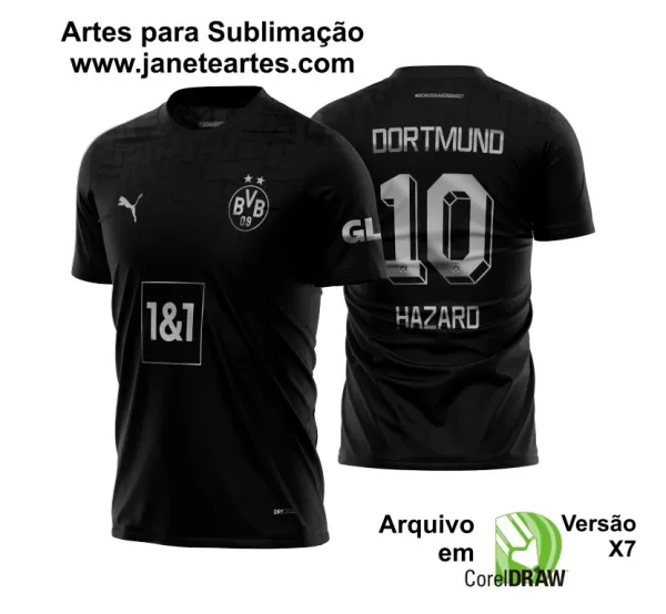 Arte Vetor Estampa Camisa Borussia Dortmund Blackout 2022-23 02