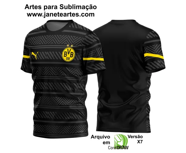 Arte Vetor Estampa Camisa Borussia Dortmund Pré-Jogo 2021-22 02