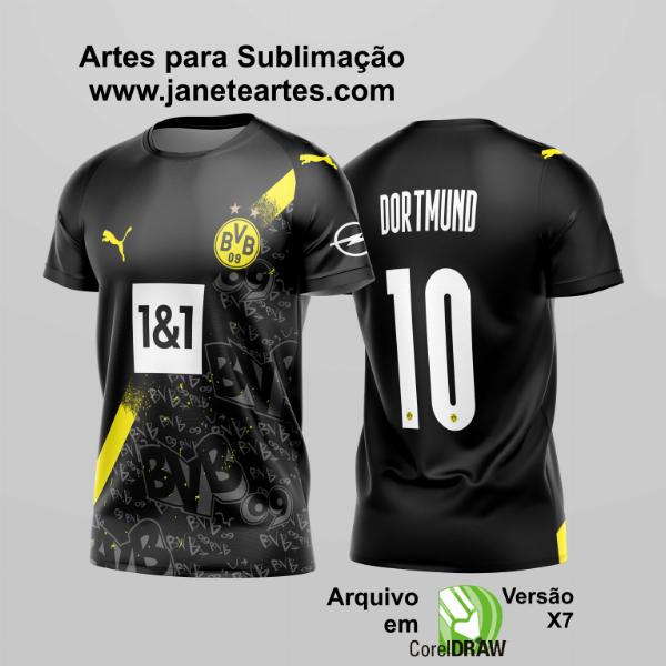 Arte Vetor Estampa Camisa Borussia Dortmund Reserva 2020-21
