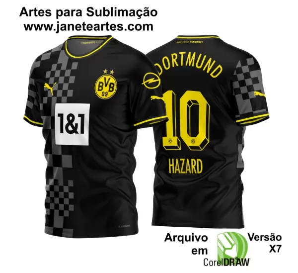 Arte Vetor Estampa Camisa Borussia Dortmund Reserva 2022-23