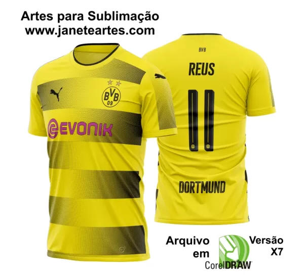 Arte Vetor Estampa Camisa Borussia Dortmund Titular 2017-18