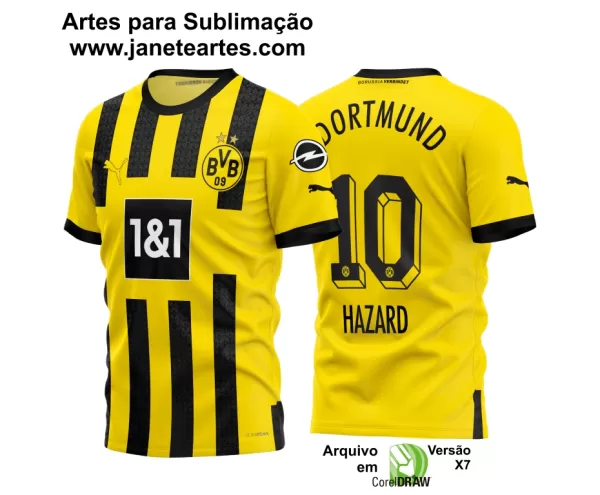 Arte Vetor Estampa Camisa Borussia Dortmund Titular 2022-23