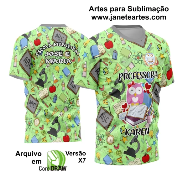 Arte Vetor Estampa Template Camisa Professora - Professor 2024 Modelo 13