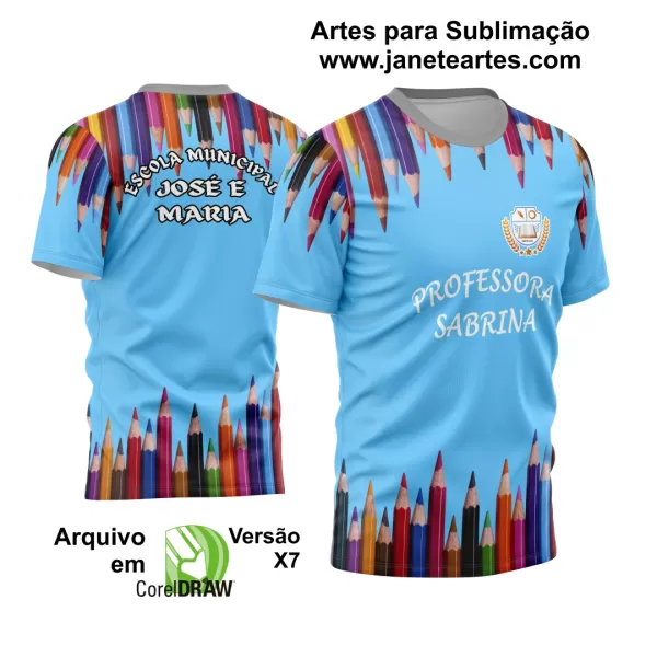 Arte Vetor Estampa Template Camisa Professora - Professor 2024 Modelo 14