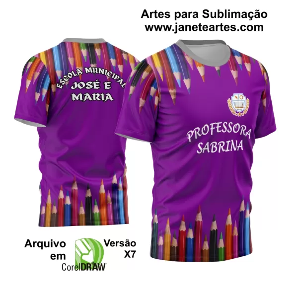 Arte Vetor Estampa Template Camisa Professora - Professor 2024 Modelo 14