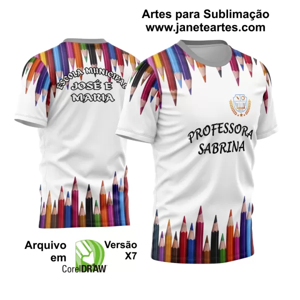 Arte Vetor Estampa Template Camisa Professora - Professor 2024 Modelo 14