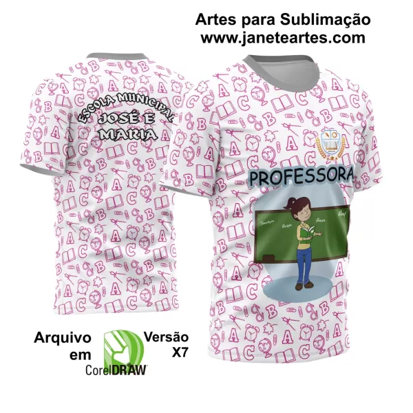 Arte Vetor Estampa Template Camisa Professora - Professor 2024 Modelo 15